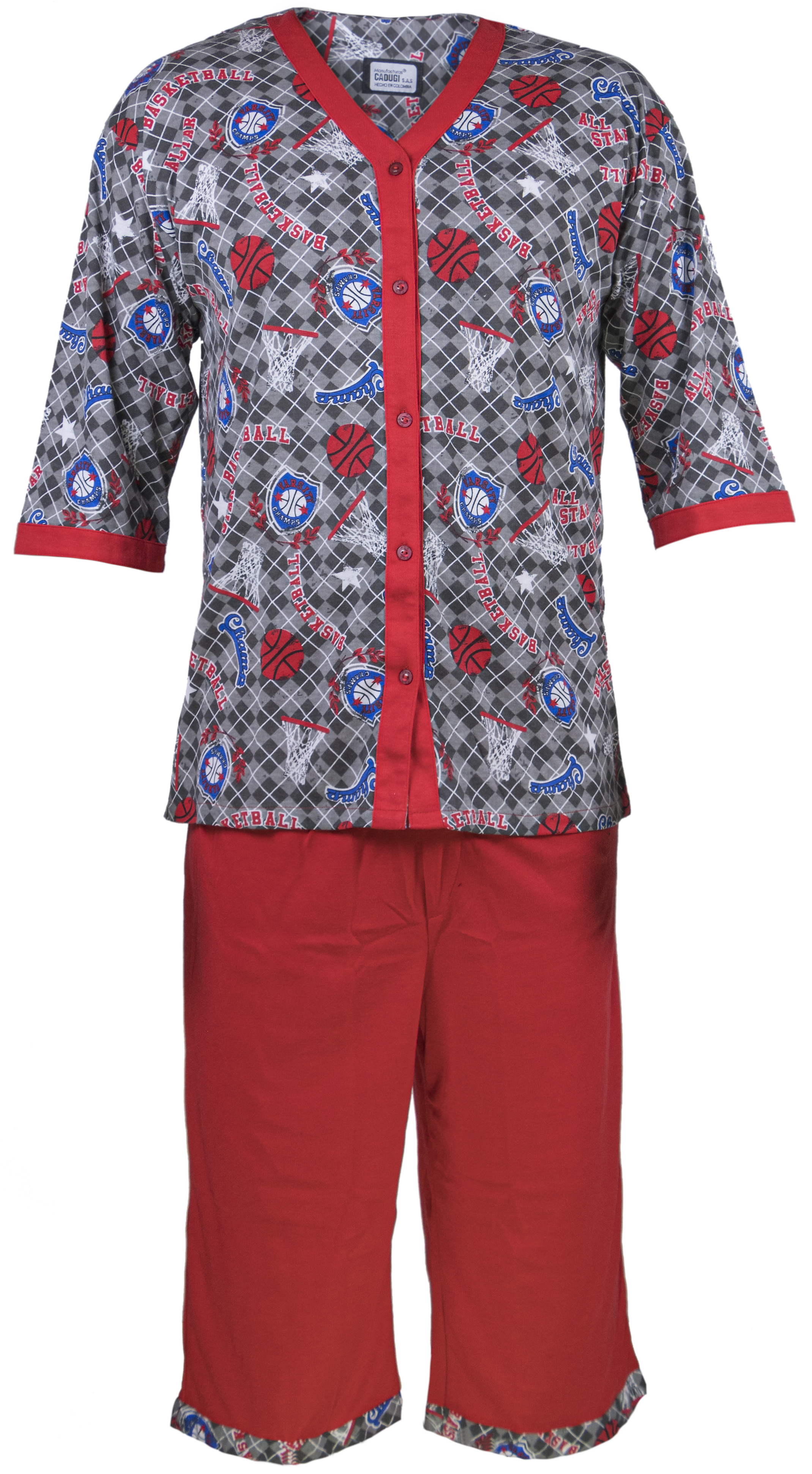Camiseta de pijama estampada con ribete rojo (variante)
