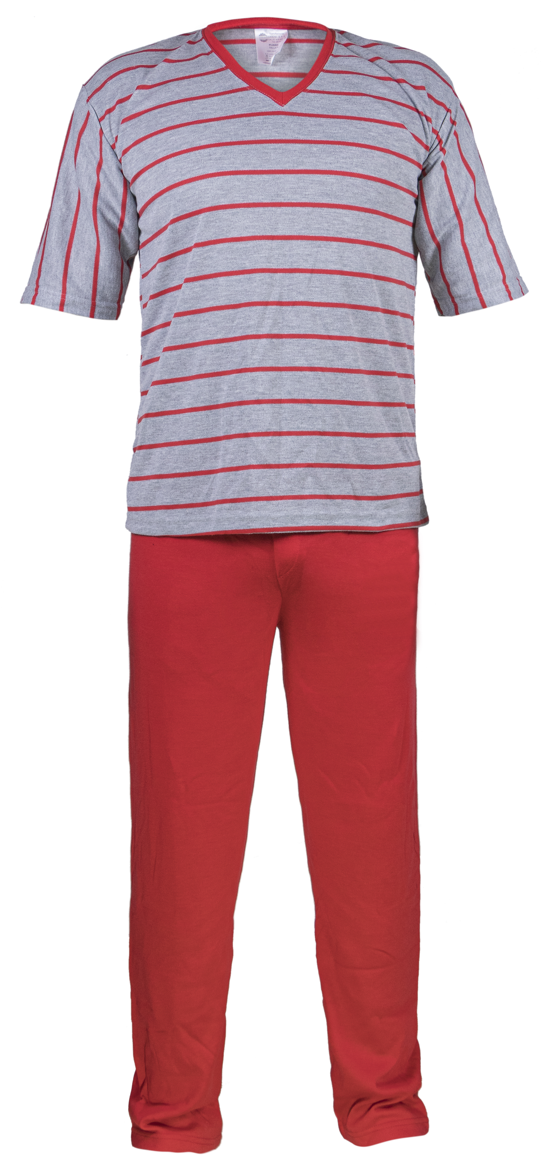 Camiseta de pijama a rayas con ribete rojo (variante)